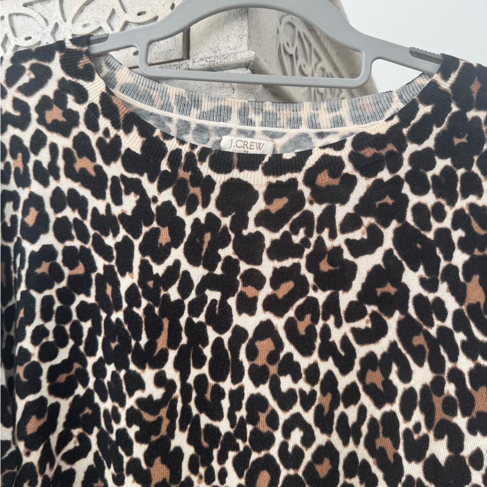 JCrew cotton lightweight leopard sweater - perfect for the fall season.